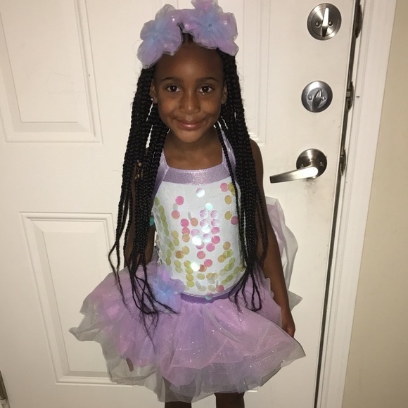 Other - 2 bows with purple body suit and matching skirt